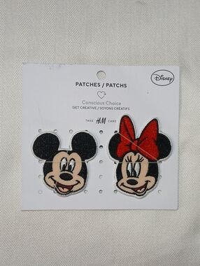 Disney Iron On Mickey Mouse & Minnie Mouse Patch Set